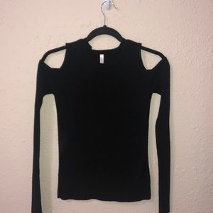 Black Shoulder Cut Out Top